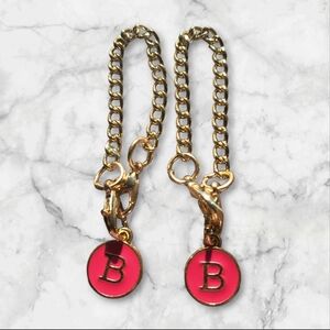 Gold "B" Initial Tumbler Charm Accesory-Pink: Set Of 2